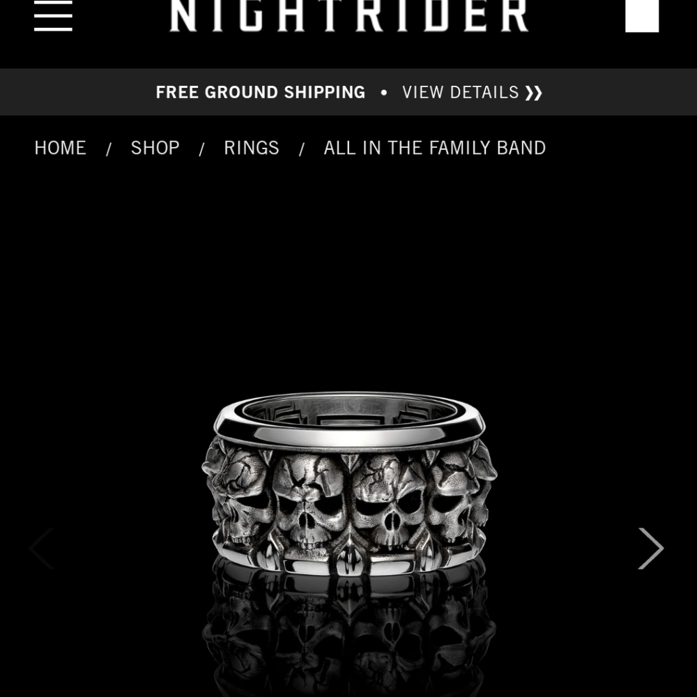 Night Rider All in the Family men's ring 12.5 SS